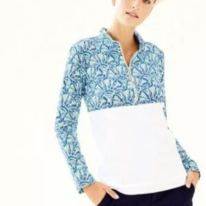 Lilly Pulitzer Women's UPF 50 Asher Popover One of a Kind Whisper Blue Medium